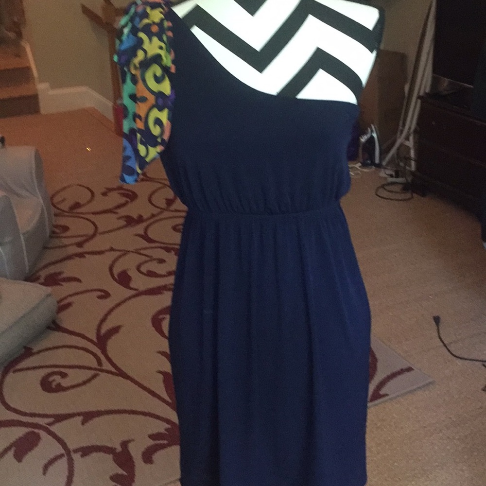 🎀Judith March Navy Bow shoulder Dress SzL🎀